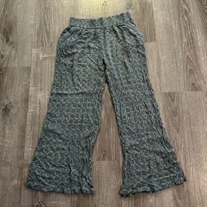 Anthropologie Wide Leg Pants in Teal with Beige Pattern